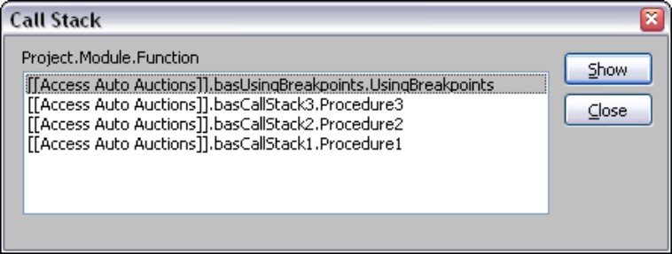 The Call Stack window shows you how the execution point reached its current position.